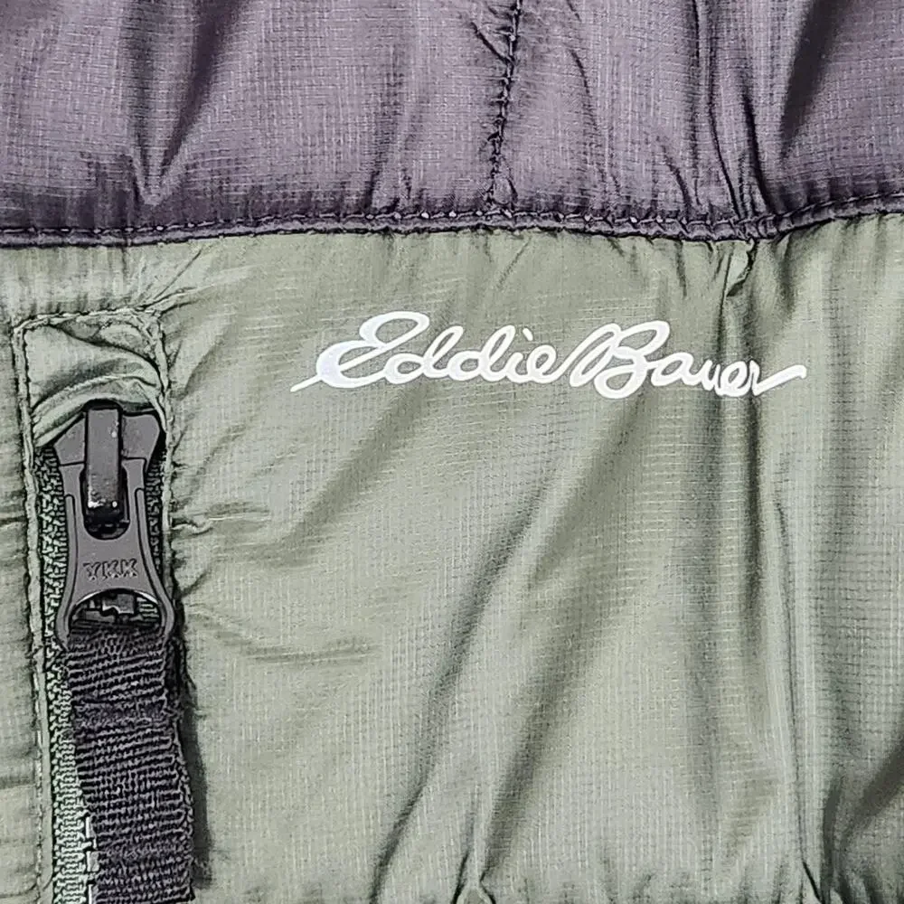 Eddie Bauer Jacket Boys Large Green Black Reversible Camo Hooded Puffer Coat